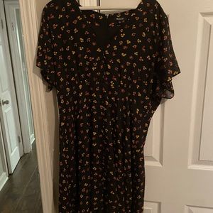 Madewell silk button down black floral dress size 14